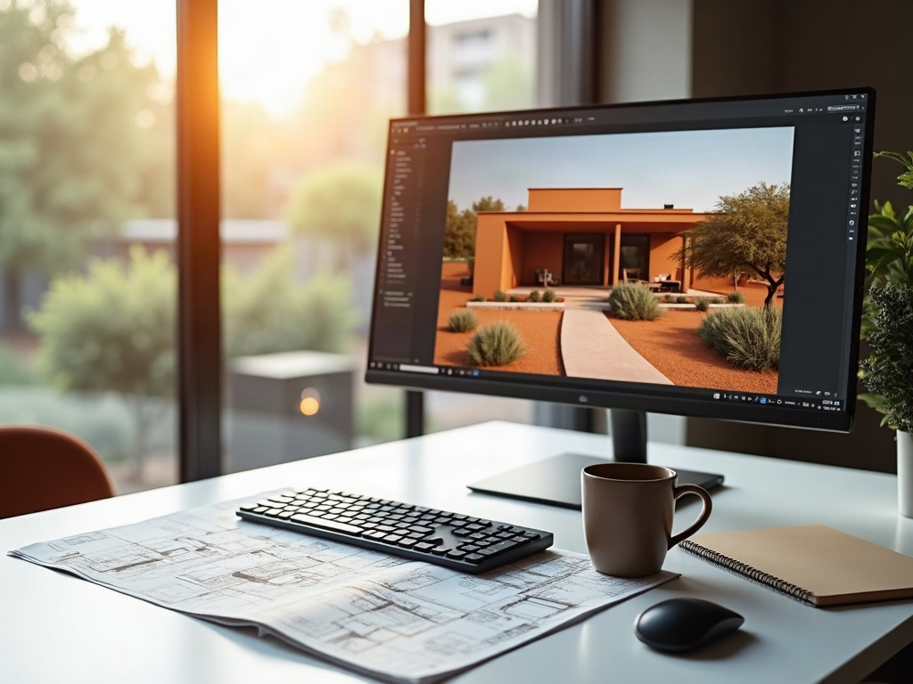 Photorealistic 3D Rendering architects concept, engineer architect designer freelance work on start up project drawing, construction plan architect design working drawing sketch plans blueprints and making construction model