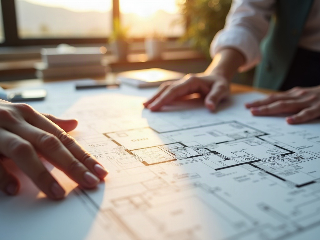 Detailed permit-ready CAD drawings on a drafting table representing the questions to ask a drafting service before hiring in Scottsdale AZ