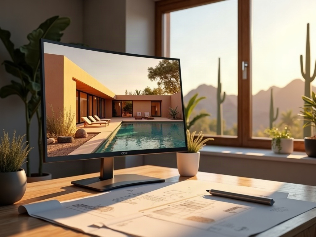Detailed permit-ready CAD drawings on a drafting table representing the questions to ask a drafting service before hiring in Scottsdale AZ