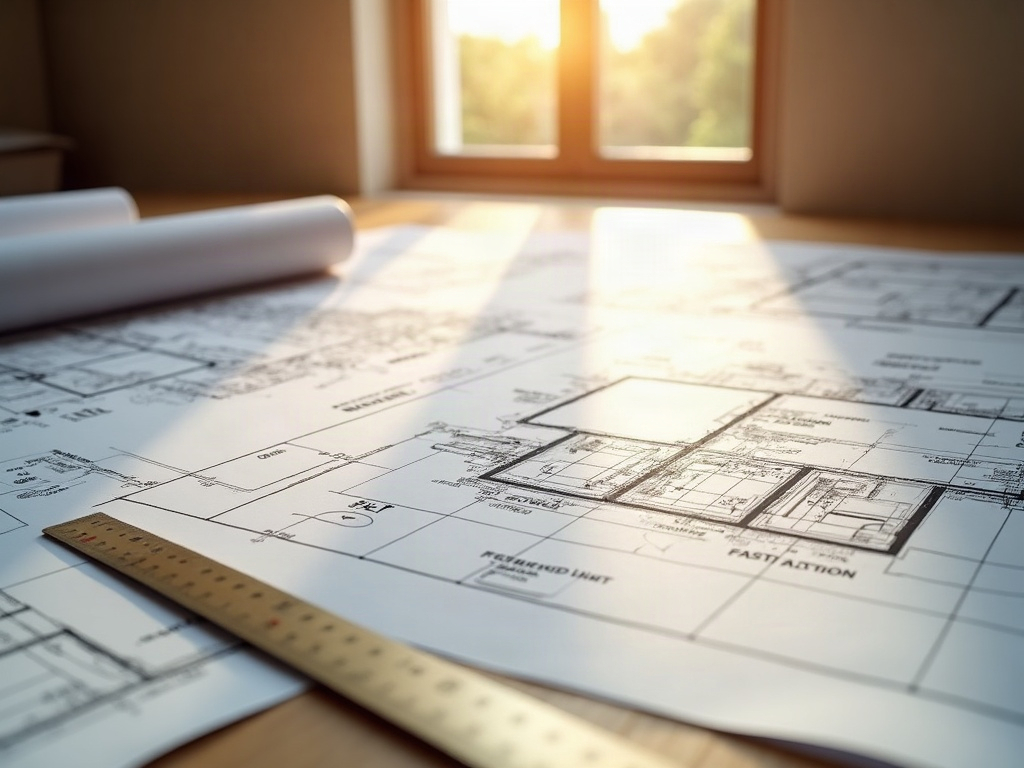 Crawlspace Conversion to Usable Space: What the Drawings Have to Resolve Before the City Will Even Look at It A professional CAD workstation showing detailed crawlspace conversion permit drawings with structural sections and floor plans spread across dual monitors in a bright Arizona drafting office.