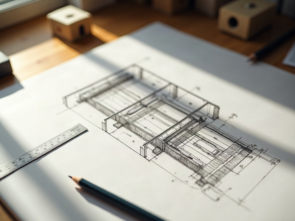 A drafting professional reviewing detailed construction section drawings on a light table — the key to understanding construction section drawings for custom homes in Scottsdale.
