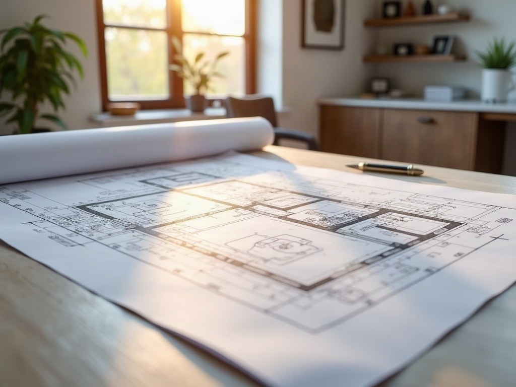 Laundry Room Addition Plans: What the Permit Set Must Cover That Most Homeowners Don't Think to Include Permit-ready laundry room addition plans laid out on a drafting table showing laundry room addition plans with plumbing and electrical details