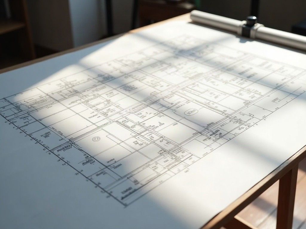 A detailed reflected ceiling plan residential drawing showing light fixture layouts and ceiling height annotations on a professional drafting table
