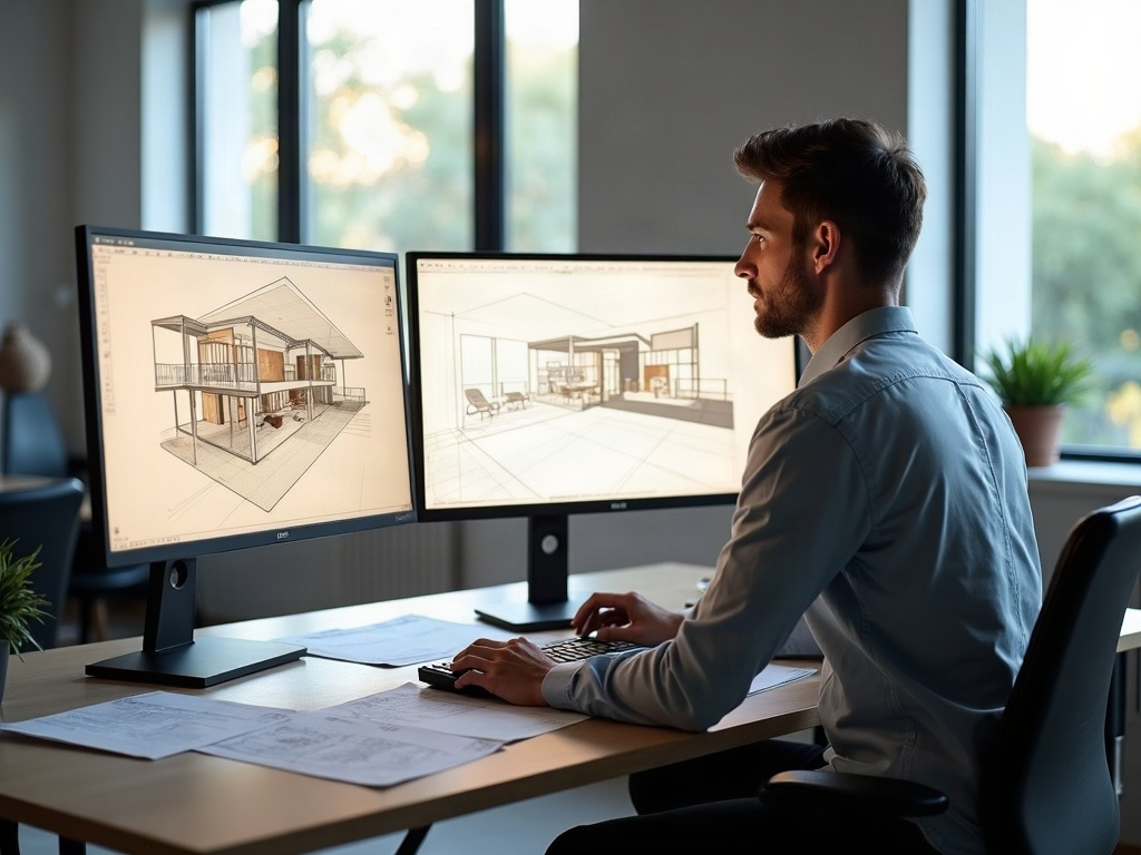 A drafting professional carefully reviewing permit-ready architectural drawings on a light table — the kind of thorough plan check process that prevents what causes plan check failure